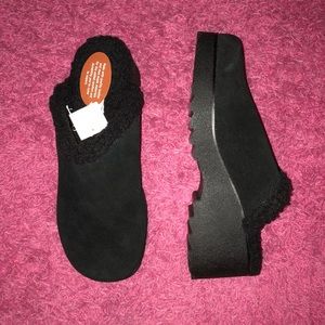 Black 12 Wide chunky heel clog